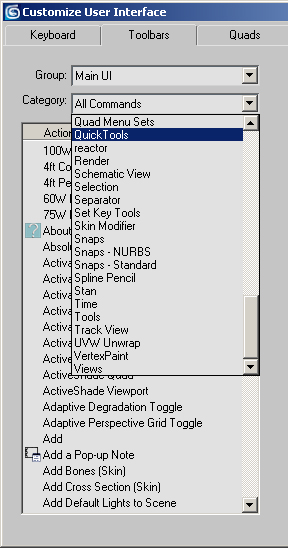 Select QuickTools Category